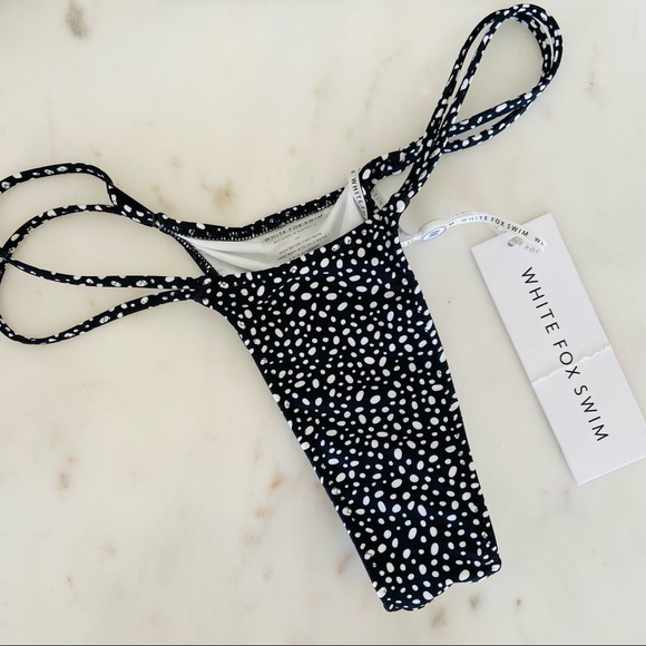 New White Fox Angel Baby Bikini Bottoms Black White Speckle Polka Dot Swim - Picture 3 of 7